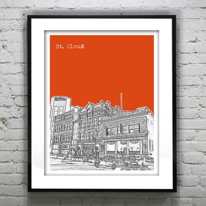 St. Cloud Minnesota Poster Art Skyline Print Mn Version 1