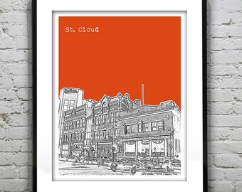 St. Cloud Minnesota Poster Art Skyline Print Mn Version 1