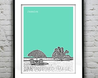 Jamaica Poster Art Print Skyline Tropical Beach Honeymoon