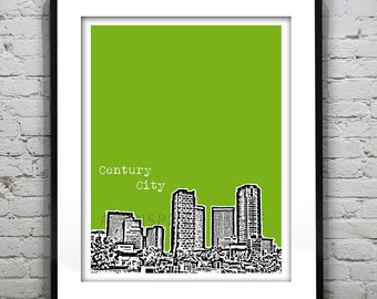 Century City Poster Print Art California Skyline  CA