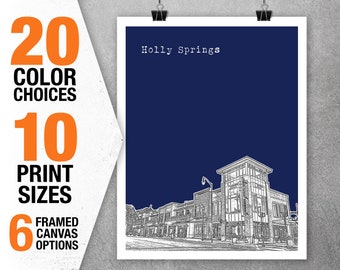 Holly Springs North Carolina Skyline Art Print Poster NC Item T5396
