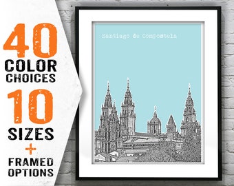Santiago de Compostela Spain Skyline Poster Art Print Item T1555