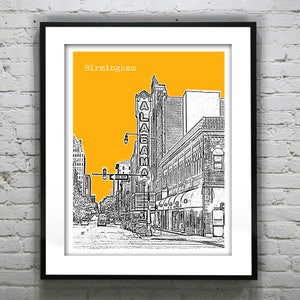 Birmingham Alabama Poster Art Print Skyline  Theater Item T1061