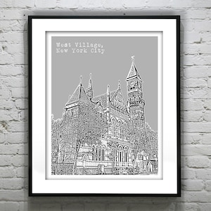 West Village New York Poster Art Skyline Print NY