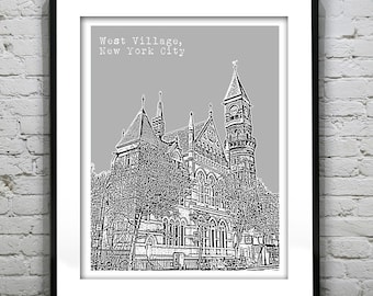 West Village New York Poster Art Skyline Print NY