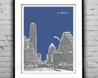 Austin Poster Skyline Poster Art Print Texas TX Downtown Item T2199