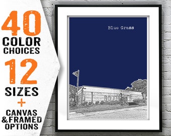 Blue Grass Iowa Skyline Poster Art Print IA Item T2258