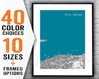 Plum Island Massachusetts Skyline Poster Art Print Item S7010