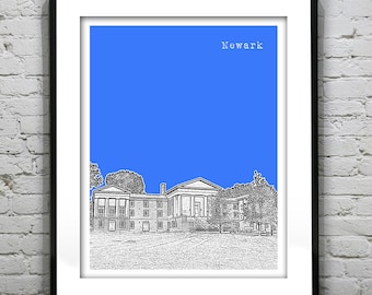 Newark Delaware Poster Art Print Skyline DE version 2 University of Delaware