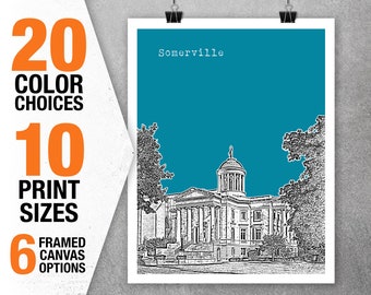 Somerville New Jersey Skyline Poster Print Art NJ Item T5395