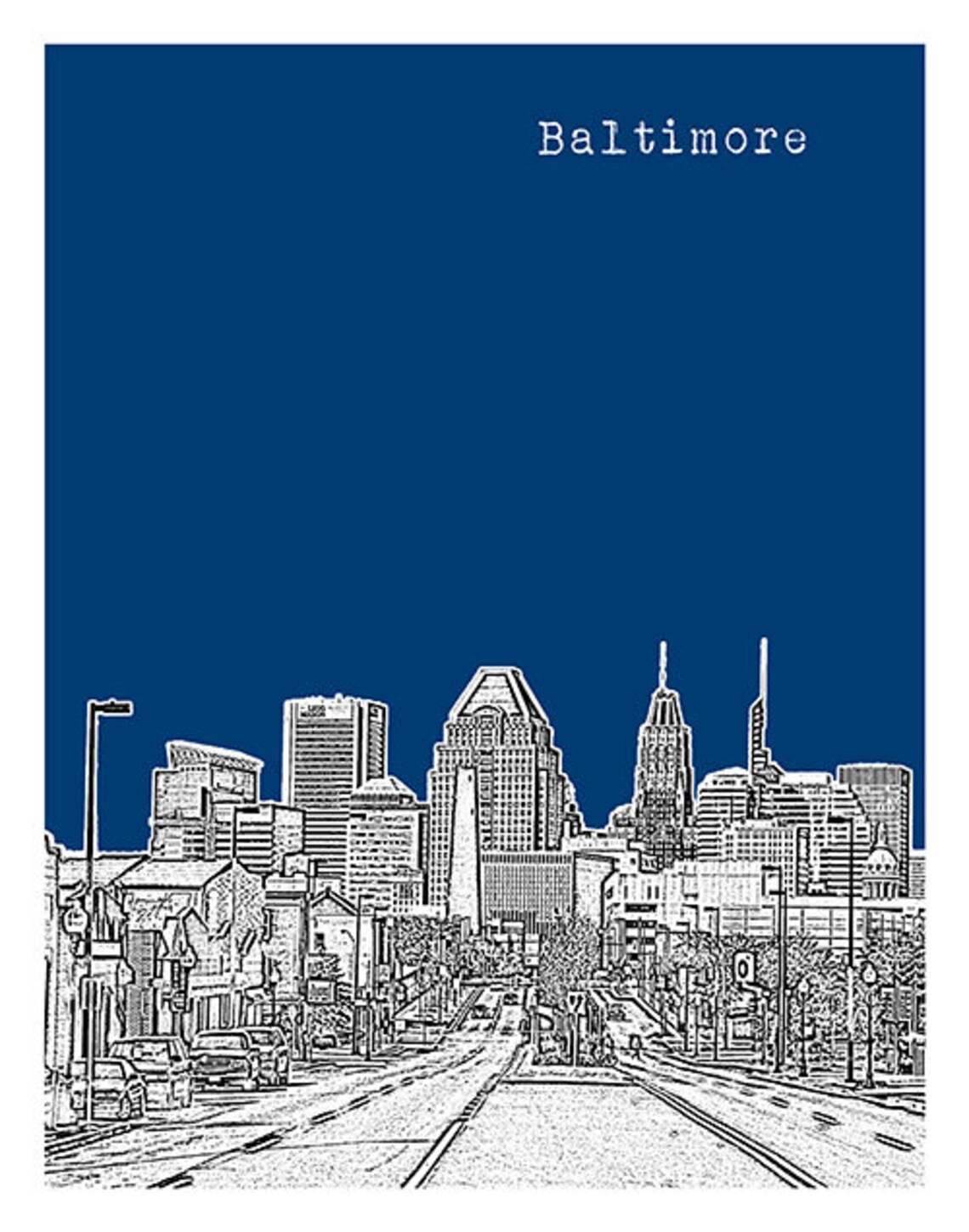 Baltimore Skyline Poster Art Print Maryland MD Item T1334 Etsy España