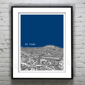 El Paso Texas Santa Fe Bridge from Juarez Mexico Poster Art Print TX Skyline Item T4414