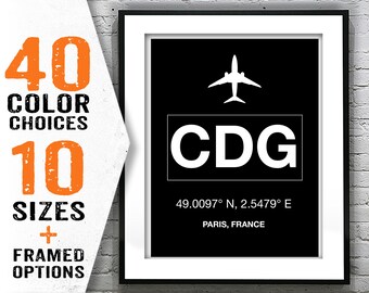 CDG Charles de Gaulle Paris International Airport Aviation Poster Art Print Item T1995