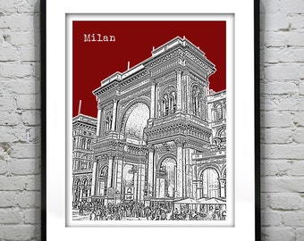 Milan Skyline Art Print Poster Italy Version 3