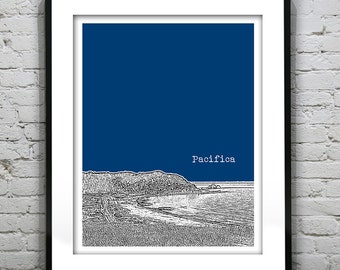 Pacifica Skyline Poster Print Art California CA Beach Item T4551
