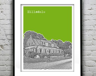Hillsdale New Jersey Poster Skyline Art Print NJ John Banta House