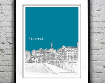 Winooski Vermont VT City Skyline Poster Print Art Version 3