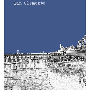 San Clemente California Skyline Poster Print Art California CA image 2