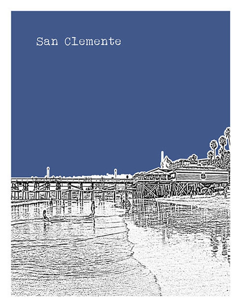 San Clemente California Skyline Poster Print Art California CA image 2