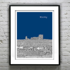 Whitby Skyline Poster Art Print England UK Whitby Abbey Item T4606