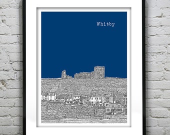 Whitby Skyline Poster Art Print England UK Whitby Abbey Item T4606