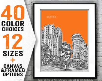 Tacoma Washington Poster Skyline Art Print  Item T4967