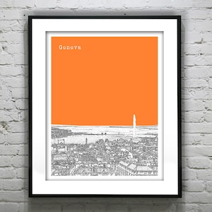 Geneva Switzerland Skyline Poster Art Print Item T4998