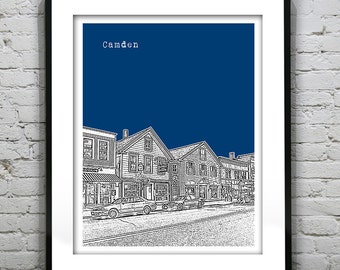 Camden Maine Skyline Poster Art Print ME Version 1