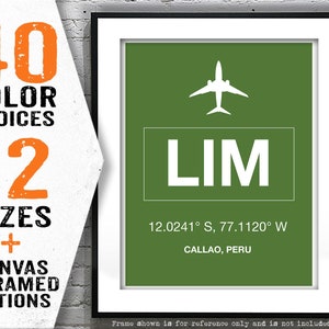 LIM Callao, Lima Peru International Airport Aviation Poster Art Print ...