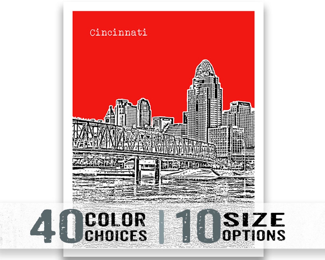 Cincinnati Ohio Poster Art Print Cincinnati OH Item T1636 Etsy