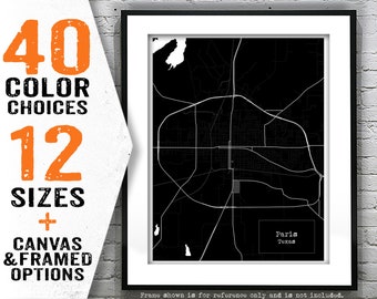 Paris Texas Blueprint Map Poster Art Print Several Sizes Available TX Item T4080