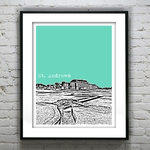 St. Andrews Scotland Skyline Poster Art Print Swilken Bridge Golf Golfing