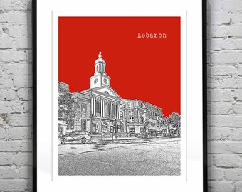 Lebanon New Hampshire Skyline Poster Print Art NH Version 1