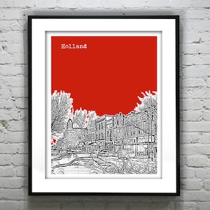 Holland Skyline Poster Art City Print Michigan MI Version 2