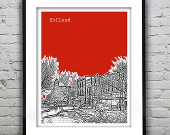 Holland Skyline Poster Art City Print Michigan MI Version 2