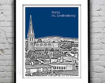 Derry Skyline Poster Art Print St Eugene's Cathedral, Francis Street, Derry, County Londonderry, Northern Ireland