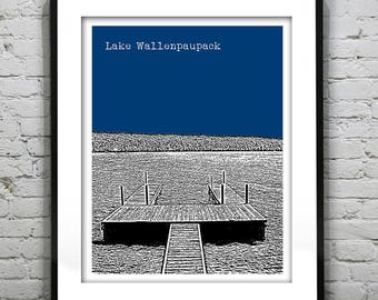 Lake Wallenpaupack Pennsylvania Skyline Poster Art Print PA Item T5556