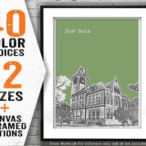 New Bern Skyline Art Poster Print North Carolina NC Item T5208