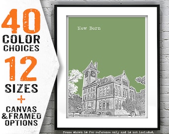 New Bern Skyline Art Poster Print North Carolina NC Item T5208