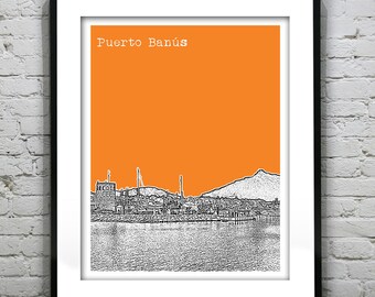 Puerto Banus Spain Poster Art Print City Skyline Version 2