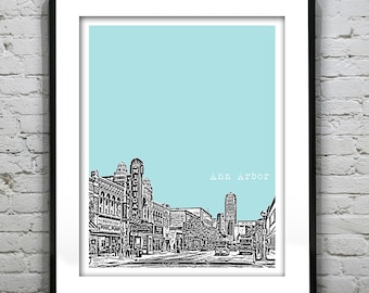 Ann Arbor Michigan City Skyline Poster City Art Print MI Item T1289