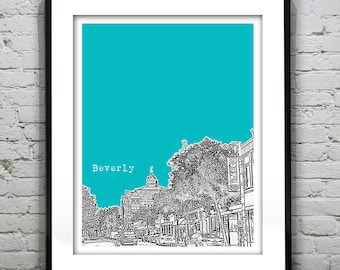 Beverly Massachusetts Skyline Poster Art Print MA Item T2283