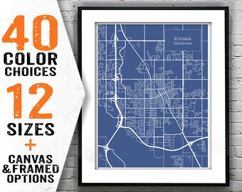 Norman Oklahoma Blueprint Map Poster Art Print Item T4710
