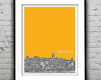 Istanbul Turkey City Skyline Poster Art Print Version 1