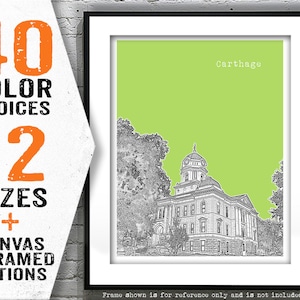 Carthage Illinois Poster Skyline Art Print Chicago Il Item T4858