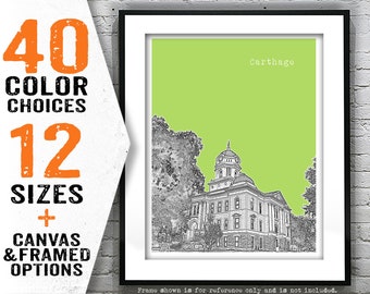 Carthage Illinois Poster Skyline Art Print Chicago Il Item T4858