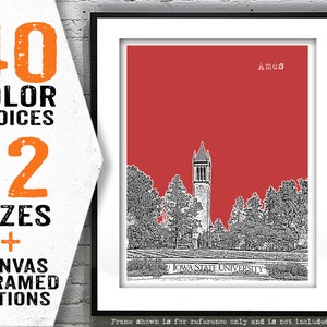 Ames Iowa Poster Art Print Iowa State University IA Item T3019