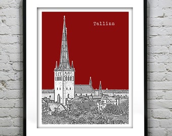 Tallinn Skyline Poster Art Print Estonia Item T5455