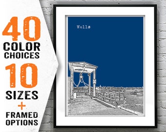 Wells Maine Skyline Poster Art Print ME Item T1857