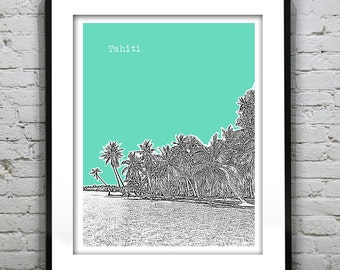 Tahiti Skyline Poster Art Print Version 2